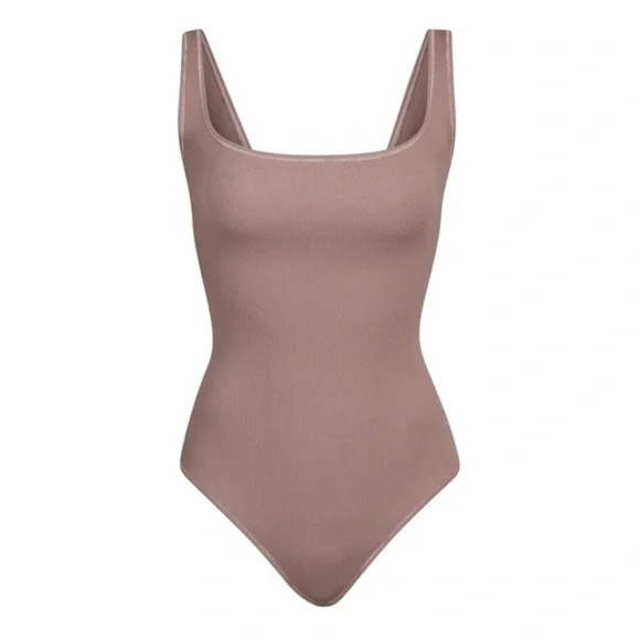 Skims Cotton Rib Bodysuit - Umber - Size Small - Picture 1 of 4